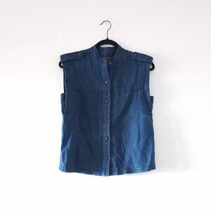 BANANA REPUBLIC sleeveless cotton/linen button up shirt